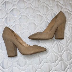Express Faux suede Nude Closed Toed Heels